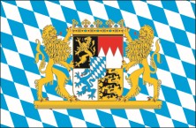 Flagge bayerische Raute mit Wappen und Löwen