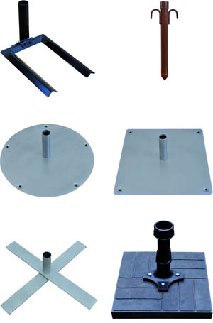Various accessory parts for mobile telescopic poles