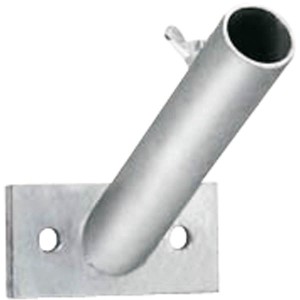 Flagpole holder oblique made of steel, silver colored 45°