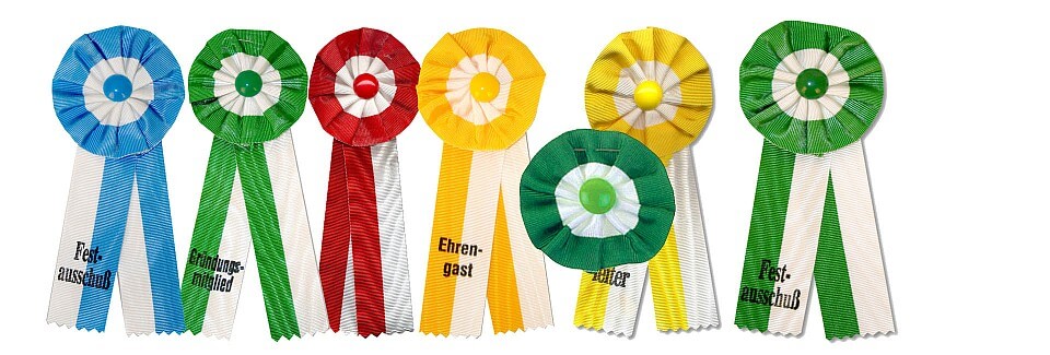 Ladies' and gentlemen's rosettes with our without imprint, in different colors