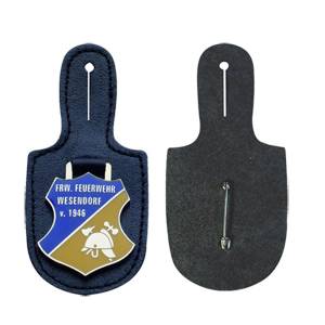 Leather fob for metal badges