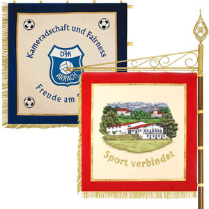 Sports club standard or banner on crossbar