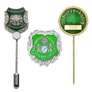 Badges made of metal or fabric for shooting clubs