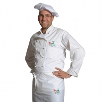 embroidered apron, bonnet and jacket