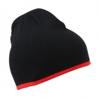 knitted cap with contrasting cuffs