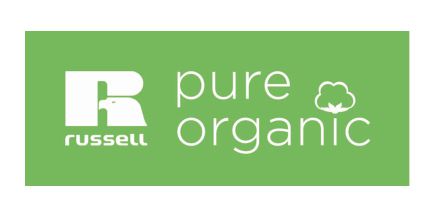 Wir führen Artikel der bekannten Marke Russell Pure Organic Das Logo der Marke Russell Pure Organic