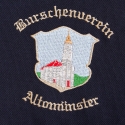 direct embroidery of crest with text on polo