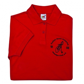 polo with breast embroidery text and motive