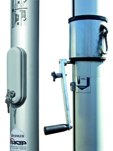 Aluminium pole with little pole door or crank