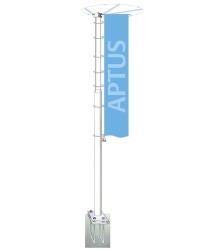 Aluminium flagpole Aptus with hinged baseplate
