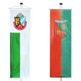 bannerflags of a shooting district and a sports club
