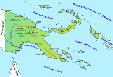 Die Lage Papua Neuguineas