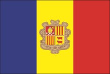 Landesfahne Andorra mit Wappen