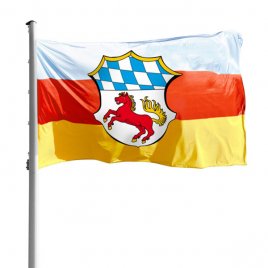 dreigeteilte Hissflagge mit Wappen