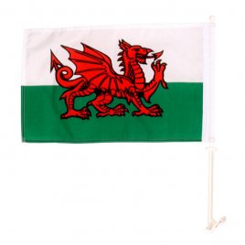 car flag with double seams and white hollow sleeve