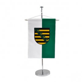 table banner on simple metal stand standard