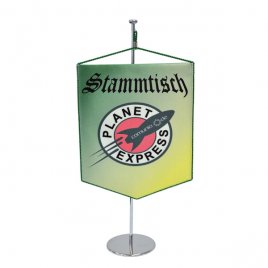 Tischbanner in Druck mit Kordelaufhängung