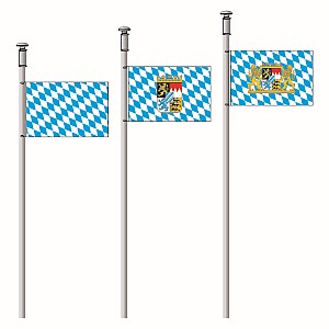 Ausführung Hissflagge im Querformat seitlich mit Kunststoffkarabinerhaken