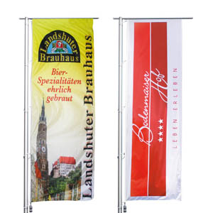 printed hoisting flags in oblong format with your logo / motive