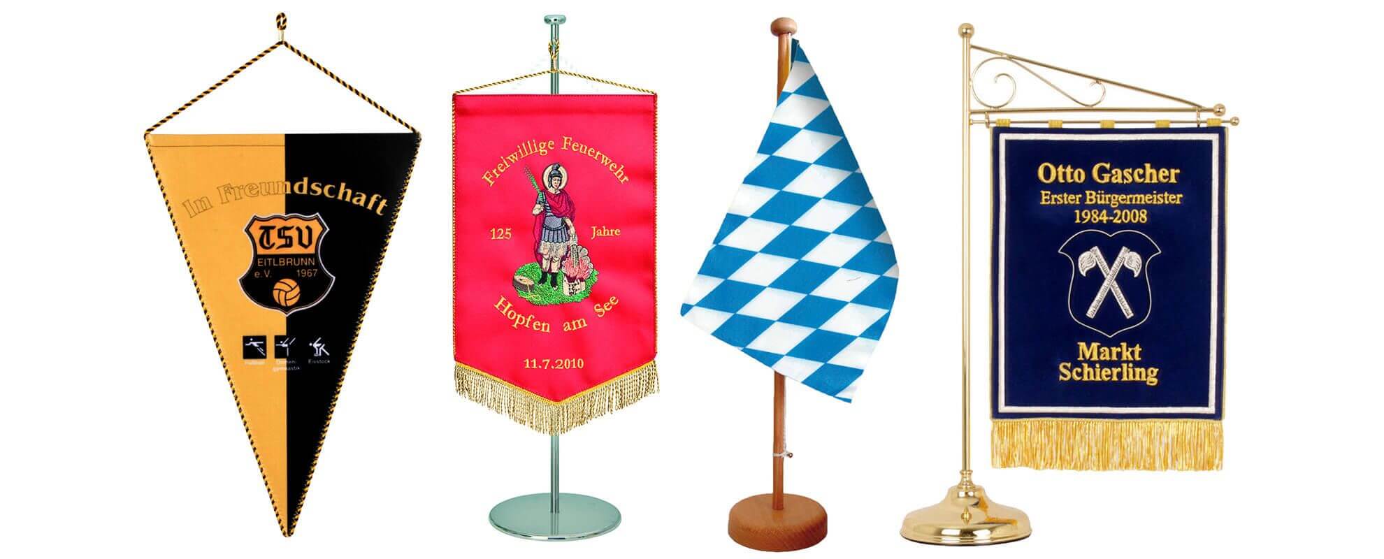 Tischbanner, Wimpel, Standarten und Tischfähnchen in verschiedenen Ausführungen Tischbanner und Wimpel in verschiedenen Ausführungen