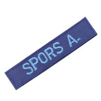 textile name tag in blue with velcro backside