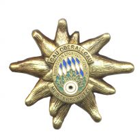 edelweiss flower in die casting with put-on stamped hard enamel pin