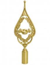 Flag finial with motive brotherhands in gold