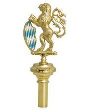 Flag finial with rhomb crest and lion looking up