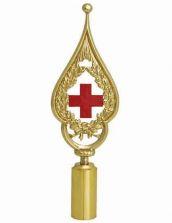 Flag finial Red Cross with broad leaves garland