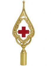 Flag finial Red Cross with narrow leaves garland