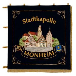 Naturally embroidered homeside of the standard of a town orchestra