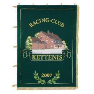 Home side of the racing clubs on embroidered standard in oblong format