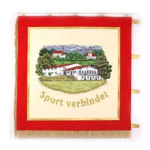 Sportvereins-Standarte mit großem Ortsbild