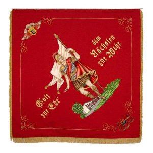 Saint Florian on a firebrigade flag of Baden-Württemberg