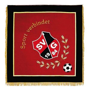 Soccer club flag with club motive and football