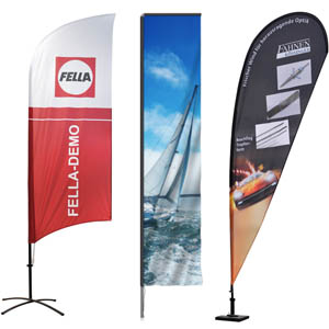 Beachflags in verschiedenen Ausführungen Beachflags in verschiedenen Formen und Größen mit Ihrem Motiv bedruckt